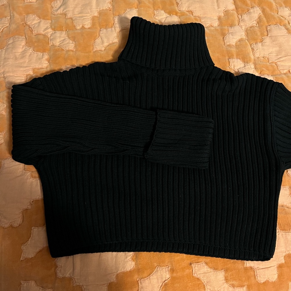 Black cropped turtneck sweater